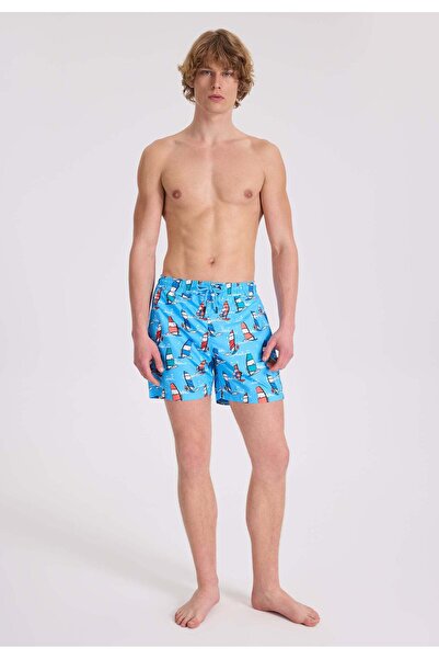 WESTMARK LONDON Ανδρικό σορτς κολύμβησης με στάμπα Blue Surfer Regular Fit WMICON
