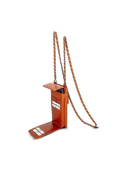 Lev Leather Дамски калъф за карти и портфейл от естествена кожа с каишка, държач за кредитни карти и отделение за пари в брой, калъф за мобилен телефон