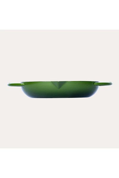 Sürel Shiny Matte Enameled Gradient Dark Green 24 Cm Round Flat Pan