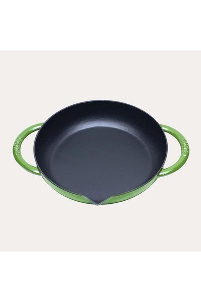 Sürel Shiny Matte Enameled Gradient Dark Green 24 Cm Round Flat Pan