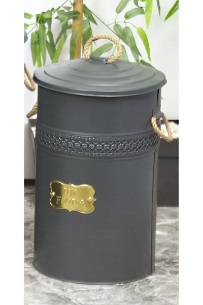 Evistro Metal 16 Liter Large Flour Pulses Bucket Anthracite