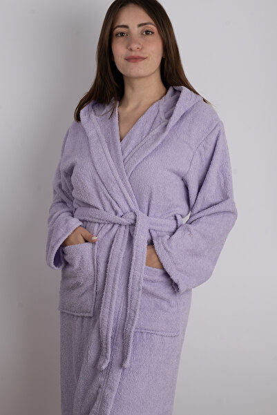 DC Teks Μπουρνούζι από βαμβακερό πολυεστέρα με κουκούλα σε χρώμα λιλά - AVS