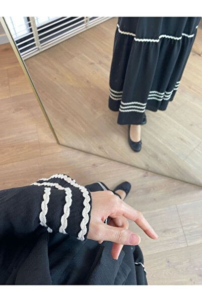 VOLT CLOTHİNG Dámské vyšívané lněné šaty s košilovým límečkem