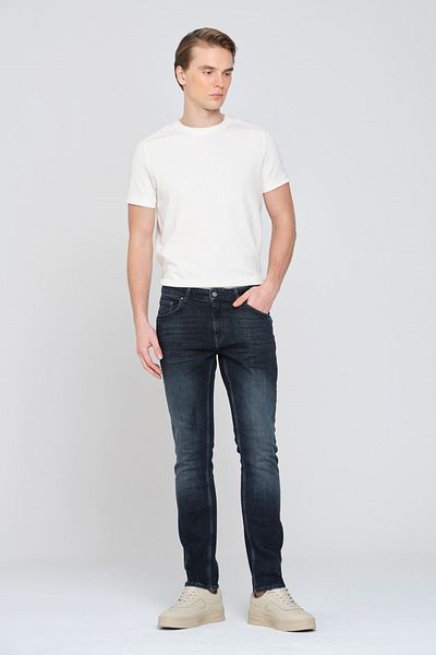 Pantamo Jeans Тъмносин тънък прав мъжки дънков панталон