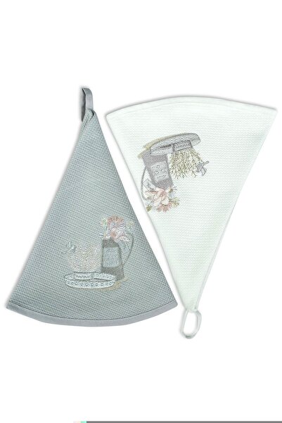 Pupilla Collection Bernini %100 Pamuk Nakışlı 70X70 2'Li El Havlusu / Mutfak Havlusu - Vazo Tepsi Nakış