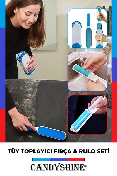 CandyShine Cleanable Lint Collector Brush & Washable Roller Set