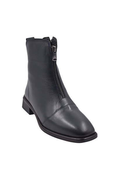 Impero Ön Fermuar Detaylı Lacivert Hakiki Deri Bot