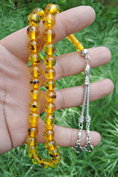 Gogoey Mărgele de rugăciune din chihlimbar tăiate cu model de furnici fosile