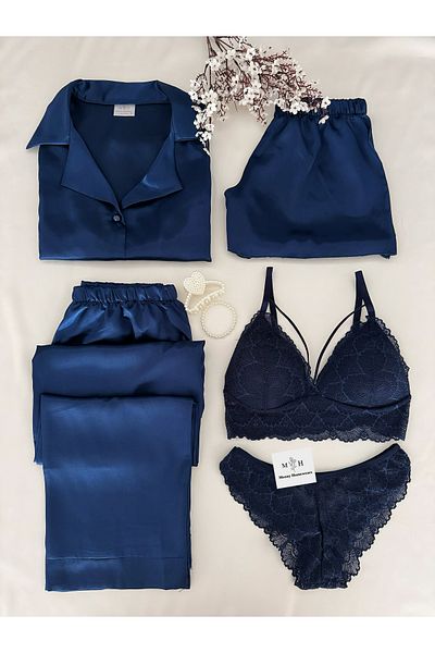MH Moony Homewears Исландска сатенена пижама от 5 части Комплект бельо за зестра