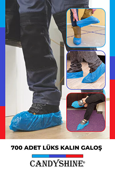 CandyShine Premium Kalite Kalın Lüx Galoş 22 Micron 700 Adet (1000 Gr.) Mavi Galoş