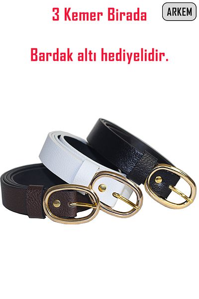 Arkem Women's Belt Black-Coffee-White Set of 3 Under Cup Gift