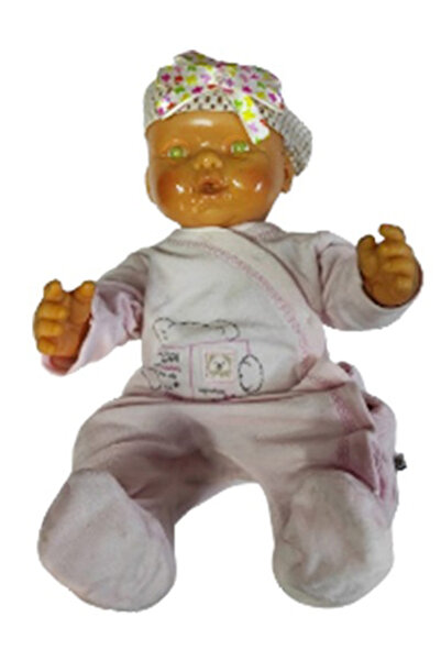 CEBECİ TİCARET Oyuncak Gerçek Et Bebek Pembe Tulumlu Saç Bantlı 55 Cm