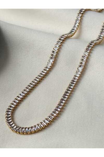 ZÜLİSCH قلادة من حجر الزركون الذهبي الصلب موديل مسار الماء غير القابل للصدأ