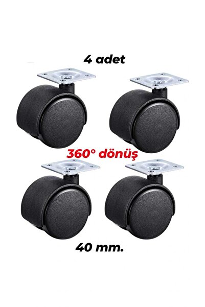almital mobilya aksesuarları furniture accessories 4 Adet Düz Tablalı Çap 40mm. Döner Tekerlek