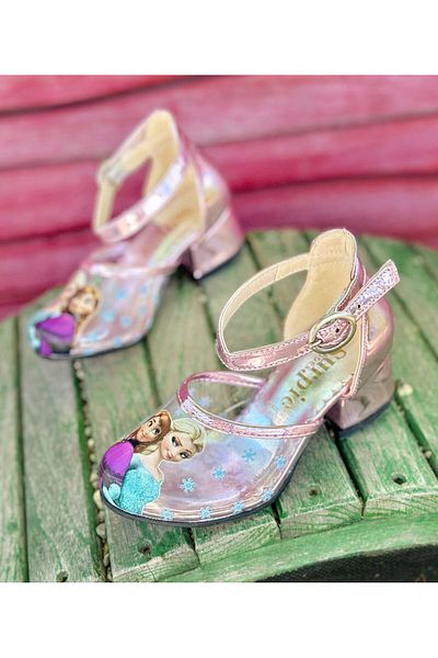 Surpie Shoes Pantofi cu toc transparent cu model Elsa, pantofi cu toc pentru copii