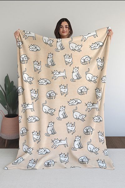 Homefesto Printed Fleece Cream Blanket TV Blanket Machine Washable Blanket Blanket002