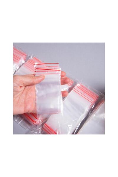 Kalbi Ticaret Kilitli Torba 5x5 Cm 100'lü Kilitli Buzdolabı Poşeti Şeffaf Naylon Torba Kilitli Saklama Poşeti