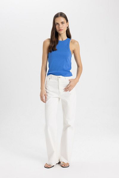 DeFacto Slim Fit Slim Fit ohlávka ke krku Žebrovaná košilka Athlete C4078Ax24Sp