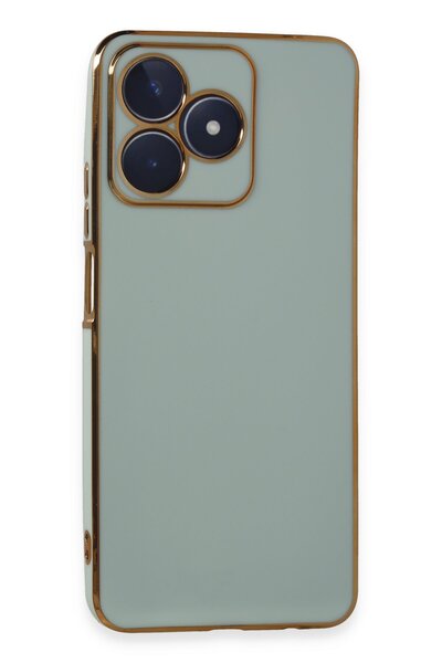 AQUA AKSESUAR Realme C53 Uyumlu Parlak Altın Kenarlı Kamera Korumalı Dayanıkl...