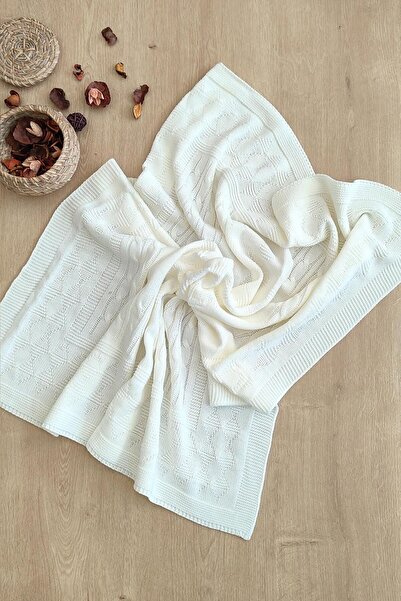 Sitilin Girl Boy Baby Unisex Cream Knitwear Fancy Baby Blanket STL6393