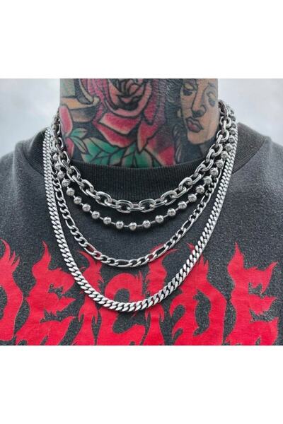 Nishstyle Erkek Aksesuar Hip Hop Model 4 Lü Kolye Seti