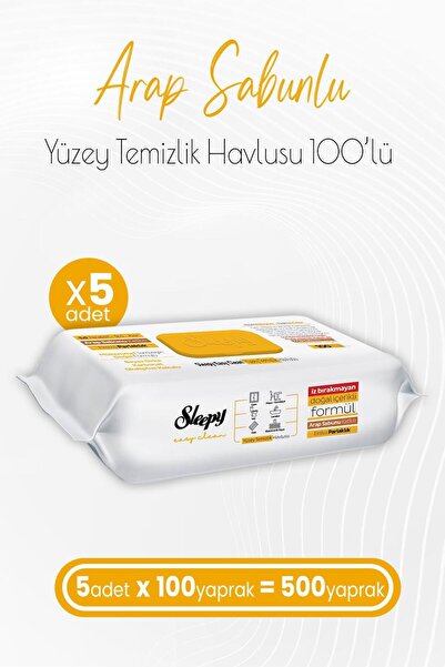 Sleepy Easy Clean Arap Sabunu Katkılı Yüzey Temizlik Havlusu 100' Lü X 5 Adet