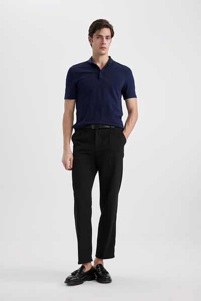 DeFacto Slim Fit Slim Fit bavlněné polo tričko s krátkým rukávem X2594az24sm