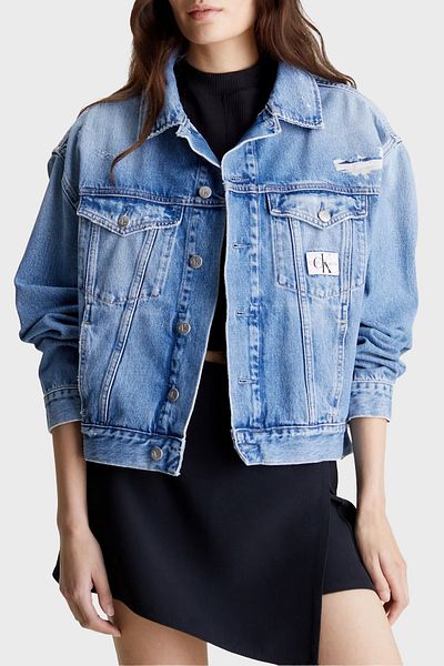 Calvin Klein Cotton Boxy Fit Denim Jacket J20J2227871A4 JEANS JACKET J20J222787 1A4