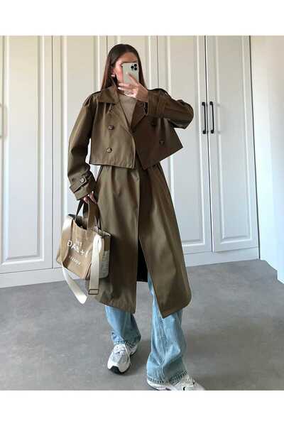 Parille TASARIM PARÇALI HEM YELEK HEM CROP HEMDE TRENÇKOT SİHİRLİ TRENÇKOT