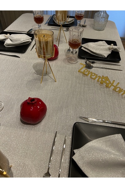 Zeren Home Silver Color Glitter Tablecloth - Dartless Design