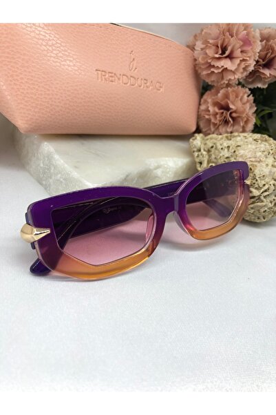 Di Caprio Gali Gold Detailed Purple Orange Gradient Women's Sunglasses