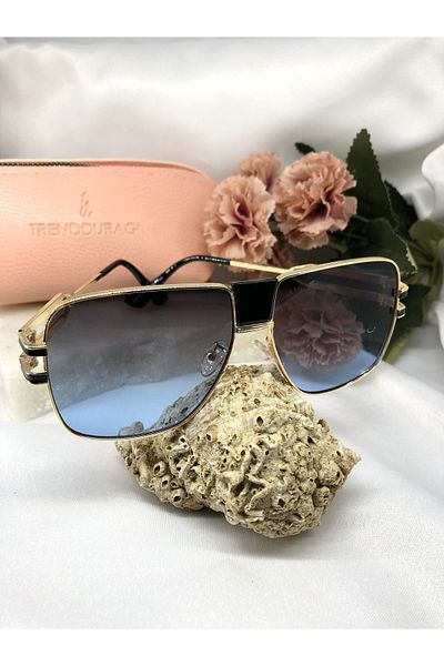 Di Caprio Fery Square Rectangle Blue Women's Sunglasses
