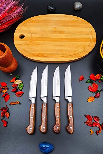 SWENCRAFT 5 Li Bıçak Çeyiz Seti Salata Kesme Tahtası Ve Sürmene Mutfak Et Mey...