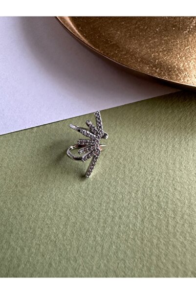 ringbox Gümüş Renkli Zirkon Taşlı Kıkırdak Küpe Earcuff