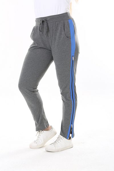 Şans Pantaloni sport cu detaliu din dantelă, cu deschidere laterală afumată, cu fermoar, cu talie elastică și cu ochi