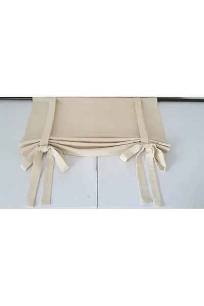 Sister Home Design Vintage Background Curtain, Tie Detailed, Buldan Natural Linen Background Curtain