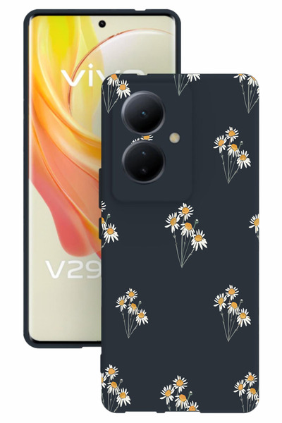 vivo V29 Lite Baskılı ve Kamera Korumalı Lacivert Renk Silikon Kılıf
