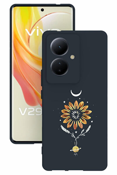 vivo V29 Lite Baskılı ve Kamera Korumalı Lacivert Renk Silikon Kılıf