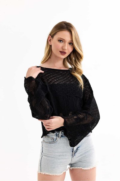 MODA MHE New Season Openwork Crop Sweater Fashion Mh