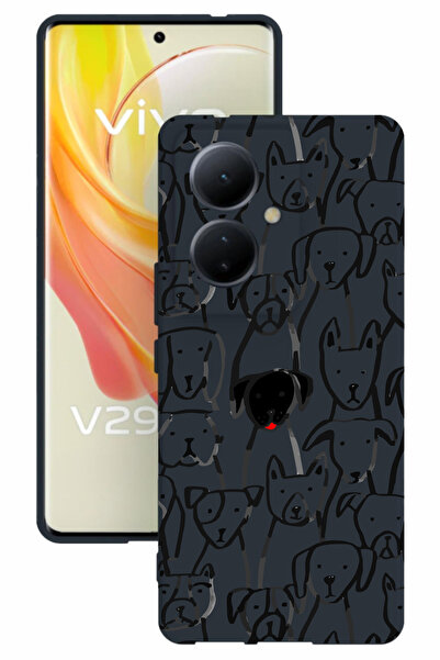 vivo V29 Lite Baskılı ve Kamera Korumalı Lacivert Renk Silikon Kılıf