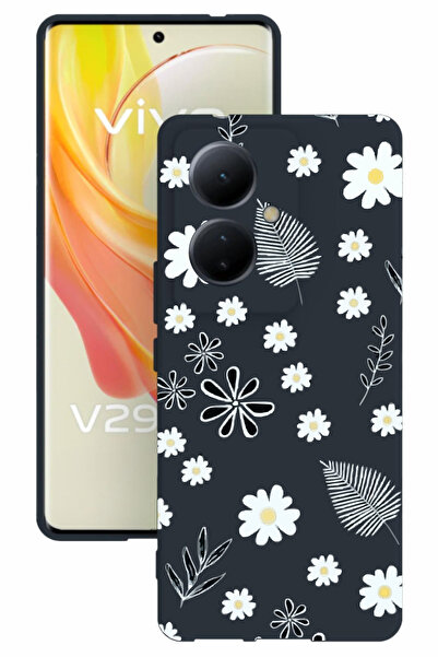 vivo V29 Lite Baskılı ve Kamera Korumalı Lacivert Renk Silikon Kılıf
