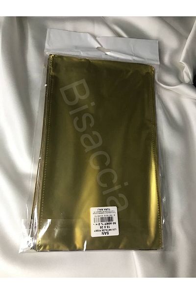 bisaccia Gold Single Color Thick Luxury Gift Package Metallized Gold Bag with Tape 15X25 cm - 1 Pack (50 Pcs)