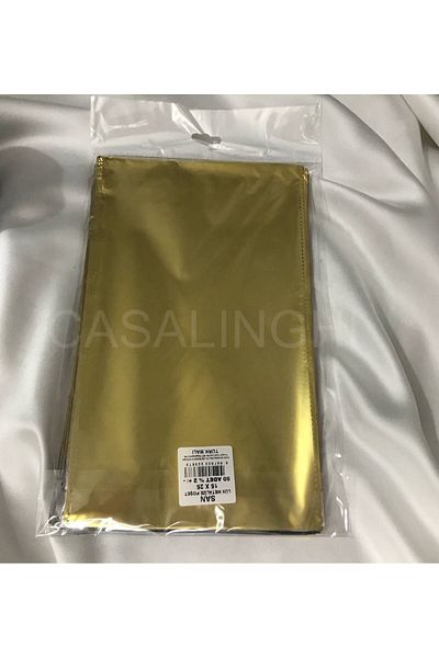 bisaccia Gold Single Color Thick Luxury Gift Package Metallized Gold Bag with Tape 15X25 cm - 1 Pack (50 Pcs)