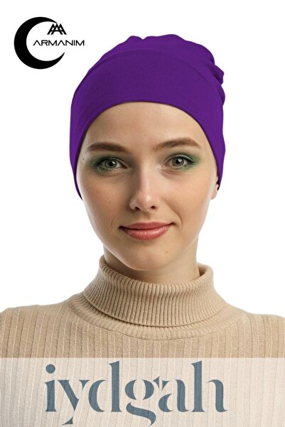 IYDGAH Armanım Practical Snap Cap - Hijab, Ready Fit, Wide Hair Band, Plum Co...