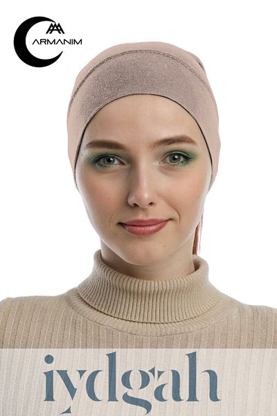 IYDGAH Πρακτικό καπό μακρύ σωλήνα Hijab Bonnet Ready Plug Tube Bonnet Bandana Φαρδιά ζώνη μαλλιών Απλό μπεζ