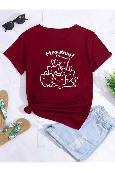 aynewmoda тениска с овърсайз принт на котка