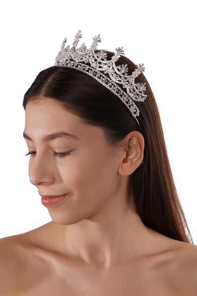 Hayalperest boncuk Brilliant Jewelled Zircon Bridal Crown Princess Crown for Wedding and Henna Nights