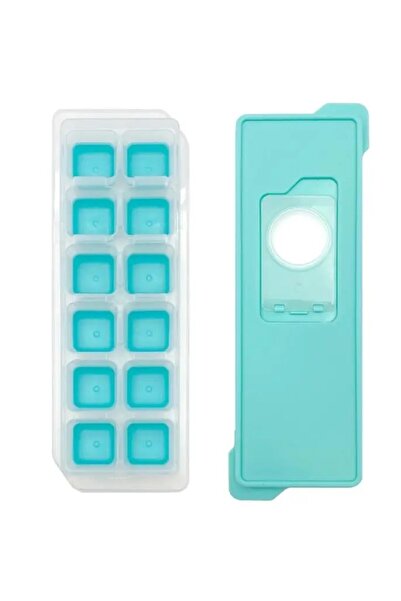 Mehat 1 Adet Pratik 12 Bölmeli Silikon Kapaklı Silikon Buz Kalıbı Buzluk Bas ...