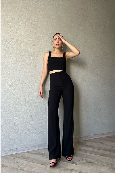 Seda Yalçın Atelier Black Strap Detailed Bustier Trousers