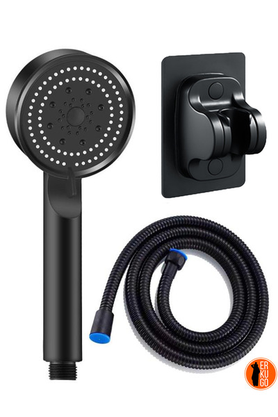 ERKUGO 5 Fonksiyonlu Su Tasarruflu Duş Başlığı, Siyah Yüksek Basınçlı Ve Akse...